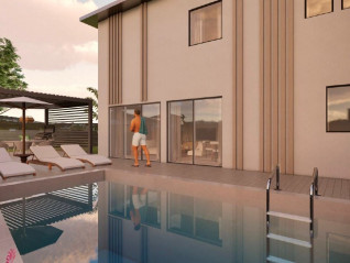 Modern hus under byggnation på lugn plats i Kaštelir (30880)